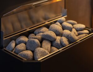 Saunum EXPERIENCE Shell colour: black, anthracite / 3,6kW Closed stone basket