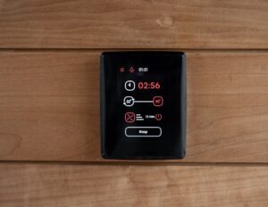 Saunum control unit "Leil Plus 1.1 Mobile" (Power unit up to 12 kw max.) can be installed in the sauna