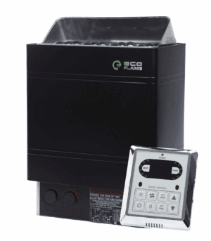 Electric sauna stove EcoFlame AM60-C + Wall-mounted sauna controller CON4 (Black)