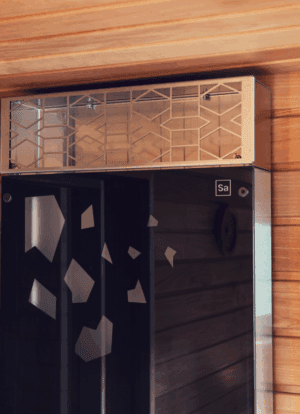 Air conditioner Saunum BASE / Shell colour: anthracite matt / patterned glass / red LED backlight