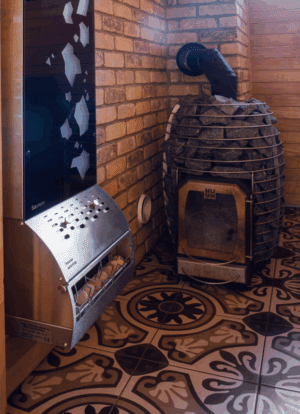 Air conditioner Saunum BASE / Shell colour: anthracite matt / patterned glass / blue LED backlight