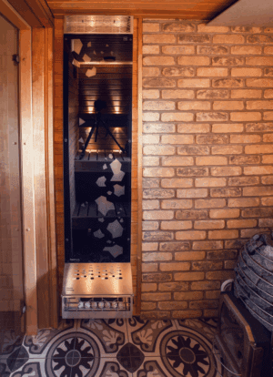 Air conditioner Saunum BASE / Shell colour: anthracite matt / patterned glass / blue LED backlight