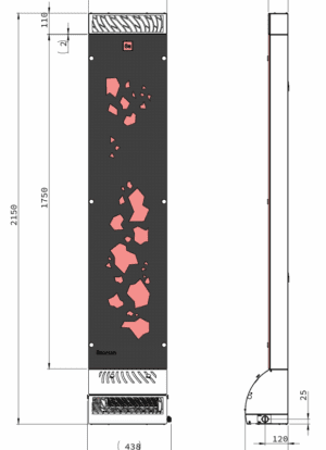 Air conditioner Saunum BASE / Shell colour: anthracite matt / patterned glass / blue LED backlight