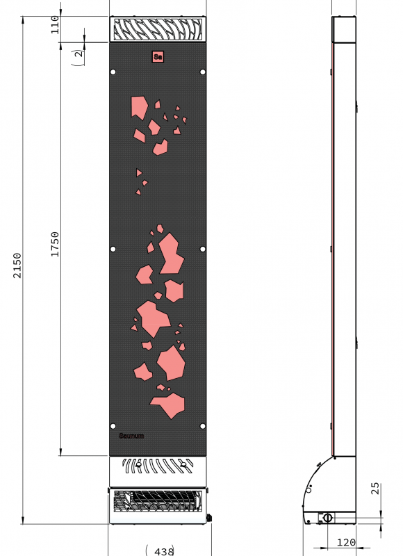 Air conditioner Saunum BASE / Shell colour: anthracite matt / patterned glass / white LED backlight