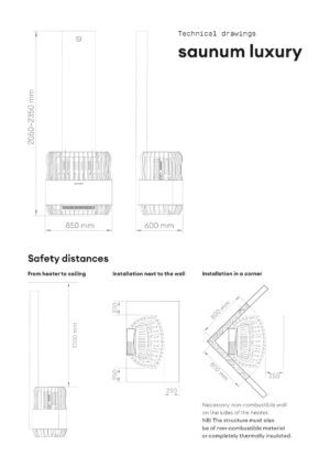 Saunum LUXERY Stainless steel shell / anthracite matt / 12 Kw